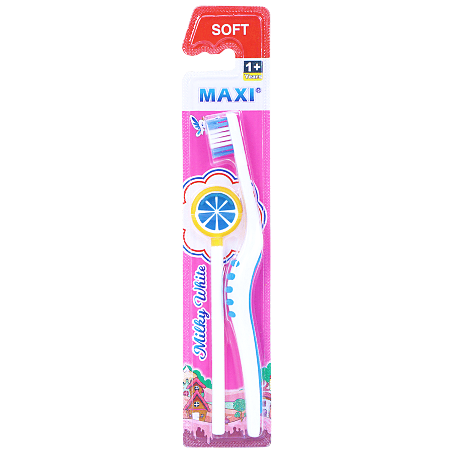 MAXI Milky White Baby Toothbrush & Tongue Cleaner - Soft Bristles