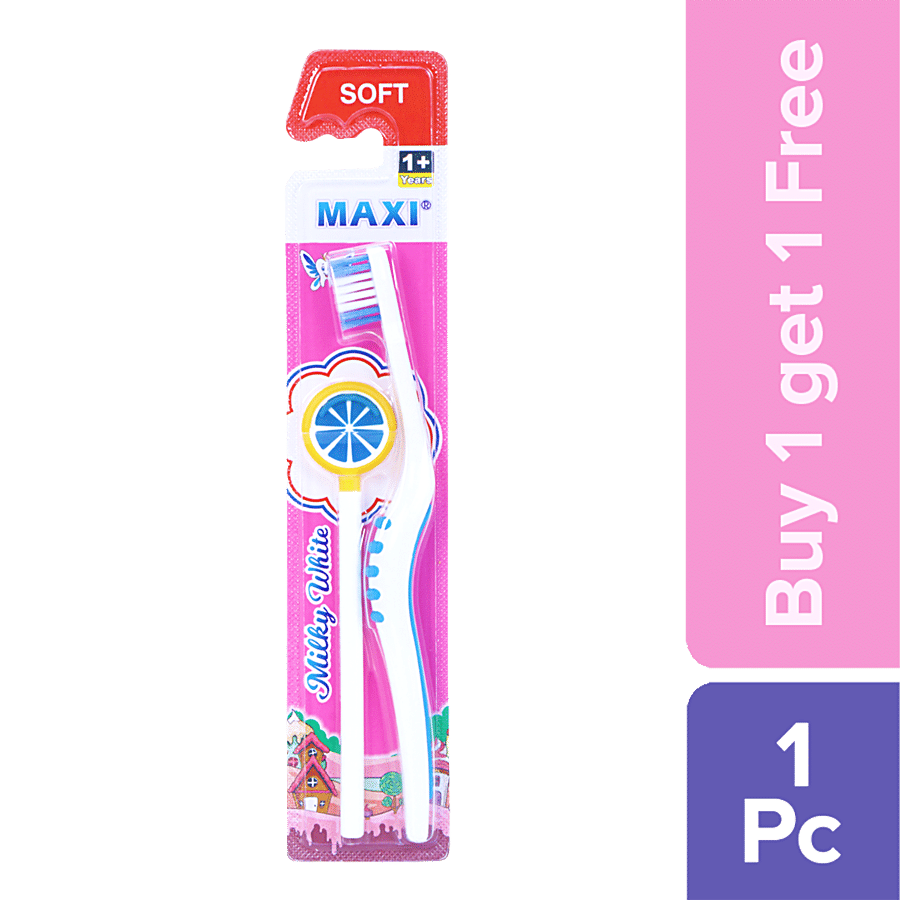 MAXI Milky White Baby Toothbrush & Tongue Cleaner - Soft Bristles