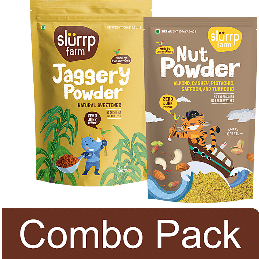 Slurrp Farm 100% Organic Superfood Nut Powder 100g + Natural Jaggery Powder 300g