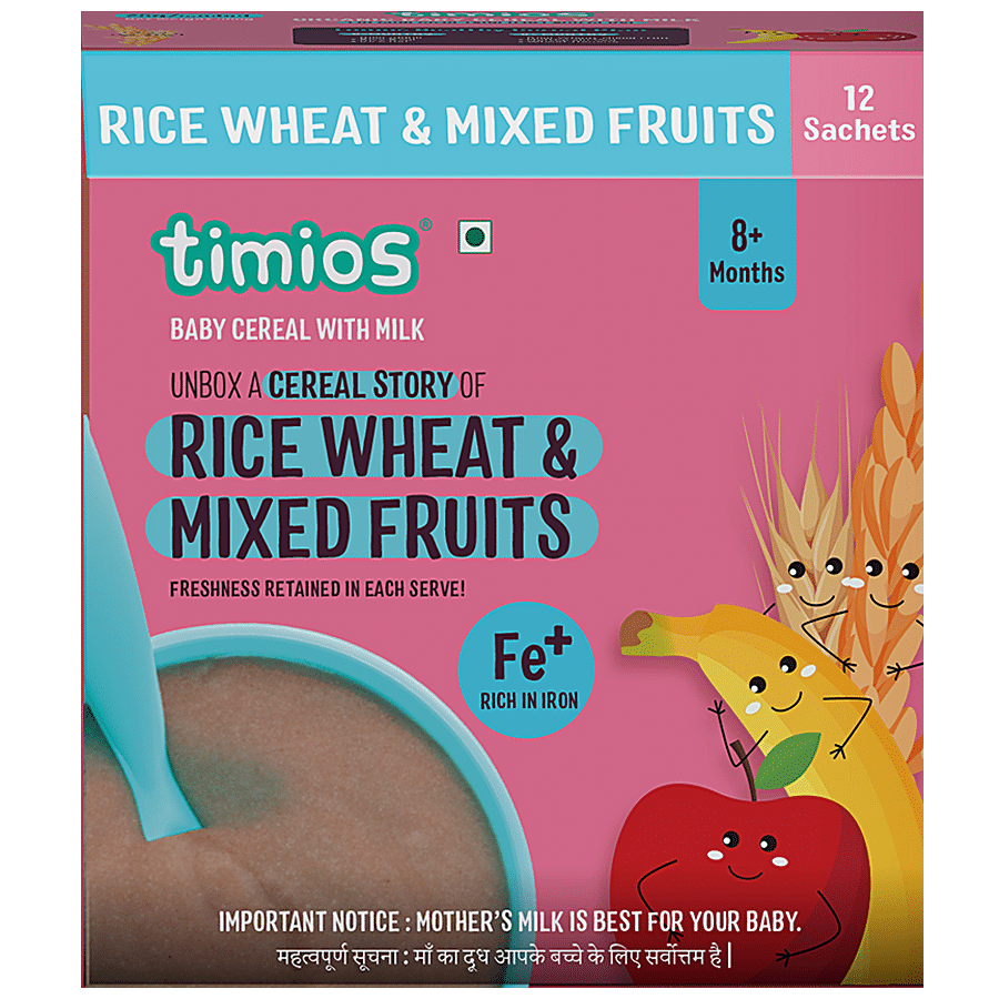 Timios Baby Cereal With Milk - Rice Wheat & Mixed Fruit