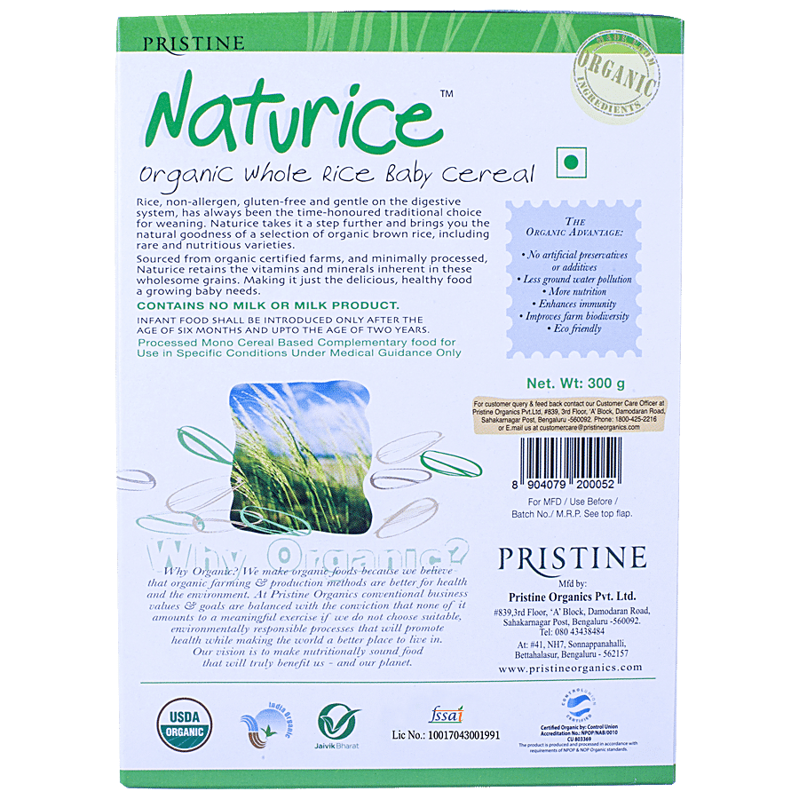 PRISTINE Organic Whole Rice Supplement - For Children