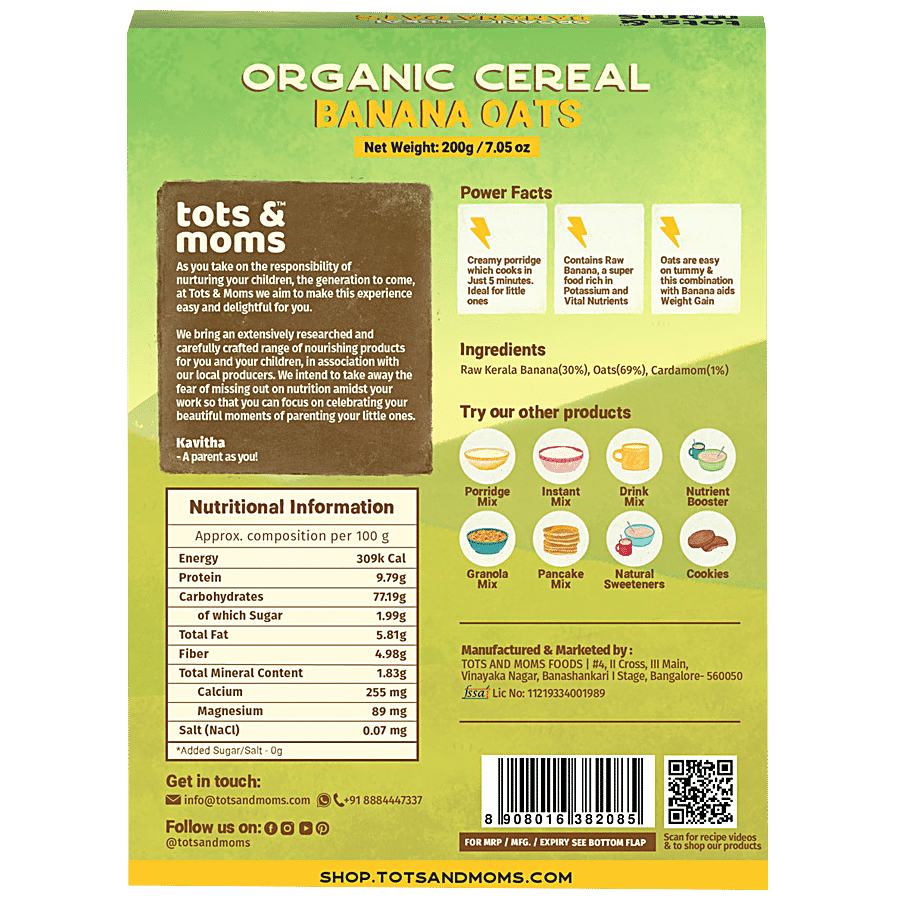 TOTS AND MOMS FOODS Banana Oats Cereal
