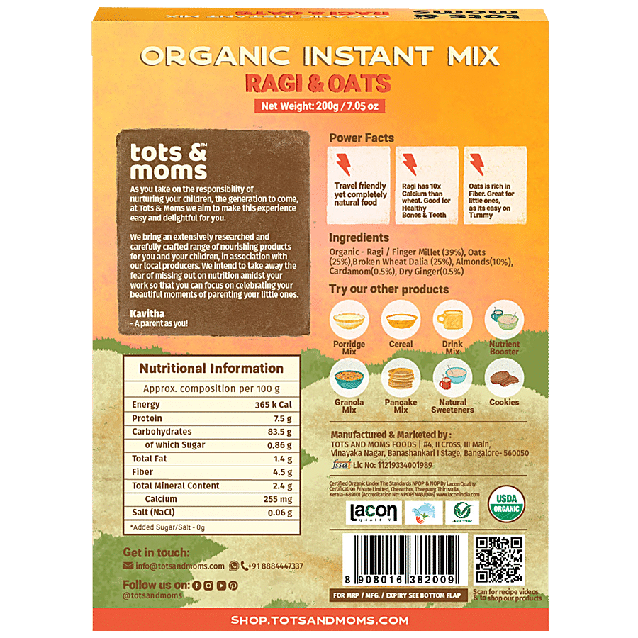 TOTS AND MOMS FOODS Instant Ragi & Oats