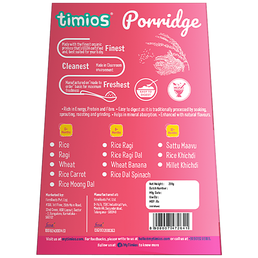 Timios Porridge - Organic Rice & Ragi