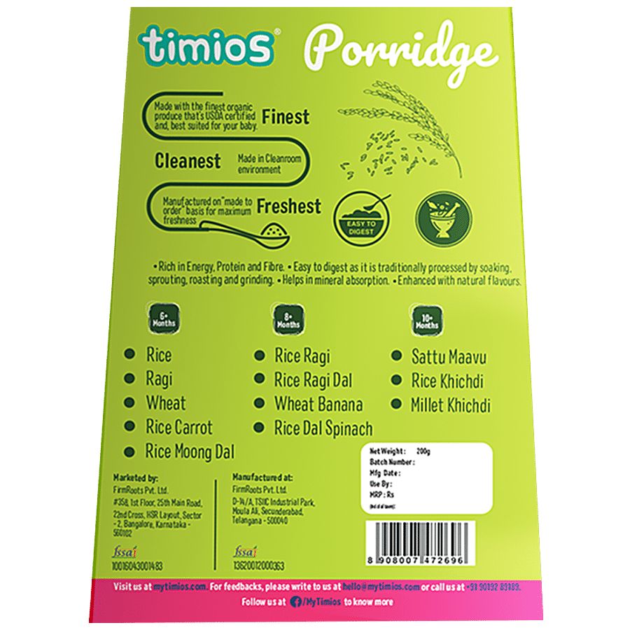 Timios Porridge - Organic Rice