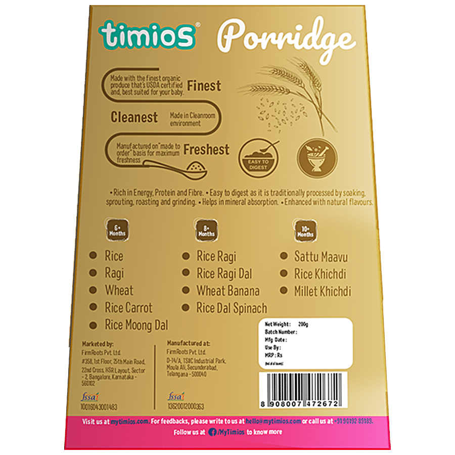 Timios Porridge - Organic Wheat