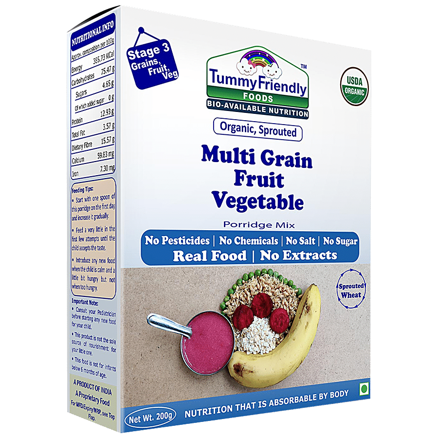 TummyFriendly Foods Organic Sprouted Multi Grain Fruit Vegetable Porridge Mix