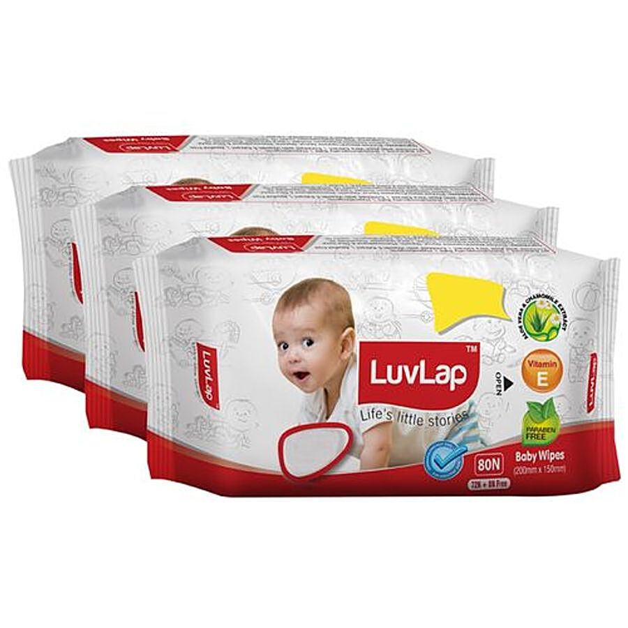 LuvLap Baby Wet Wipes - With Aloe Vera & Chamomile Extract