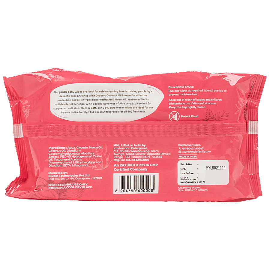 Mylo Care Baby Wipes - Organic Coconut Oil & Neem