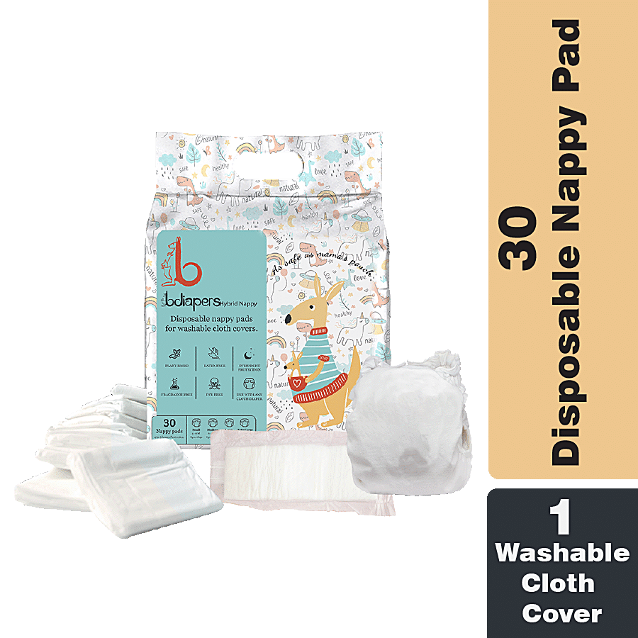 Bdiapers Chemical Free Disposable Nappy Pads - 1 washable cloth cover No Fragrance & Dye