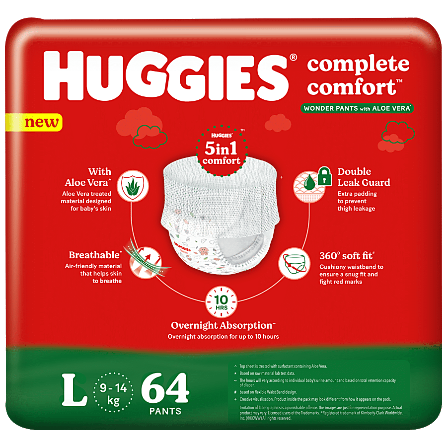 Huggies Complete Comfort Wonder Pants With Aloe Vera - Large Size Baby Diaper Pants