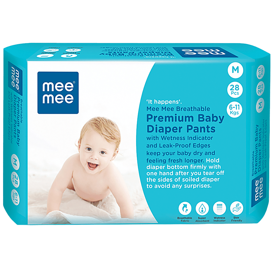 Mee Mee Breathable Premium Baby Diaper Pants With Wetness Indicator - Medium