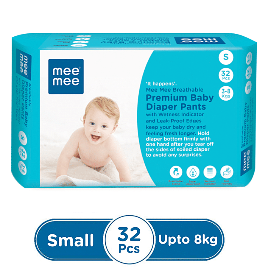 Mee Mee Breathable Premium Baby Diaper Pants With Wetness Indicator - Small