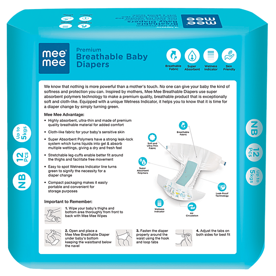 Mee Mee Premium Breathable Baby Diapers - Small