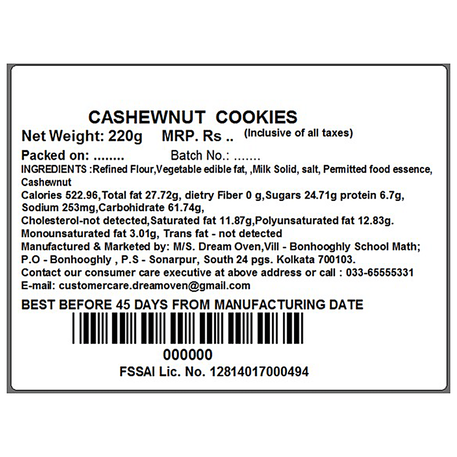 Dream Oven Cake Mania Cookies - Cashewnut