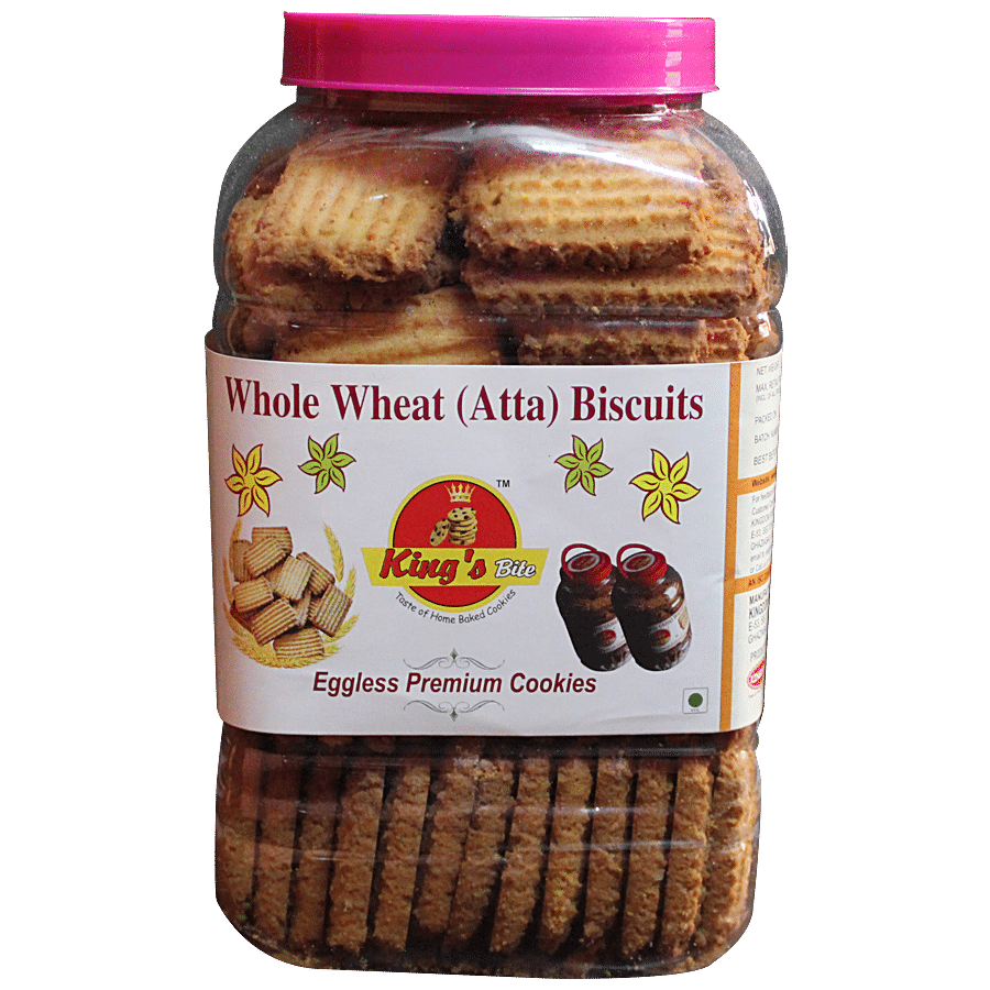 King's Bite Whole Wheat (Atta) Biscuits - Eggless Premium Cookies