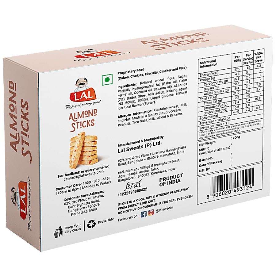 Lal Almond Sticks Cookies - Tea Time Snack