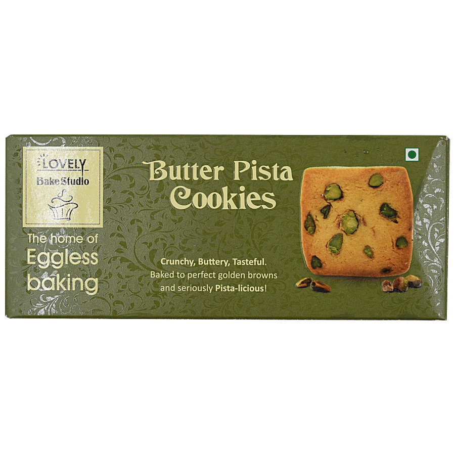 Lovely Bake Studio Butter Pista Cookies - 100% Eggless