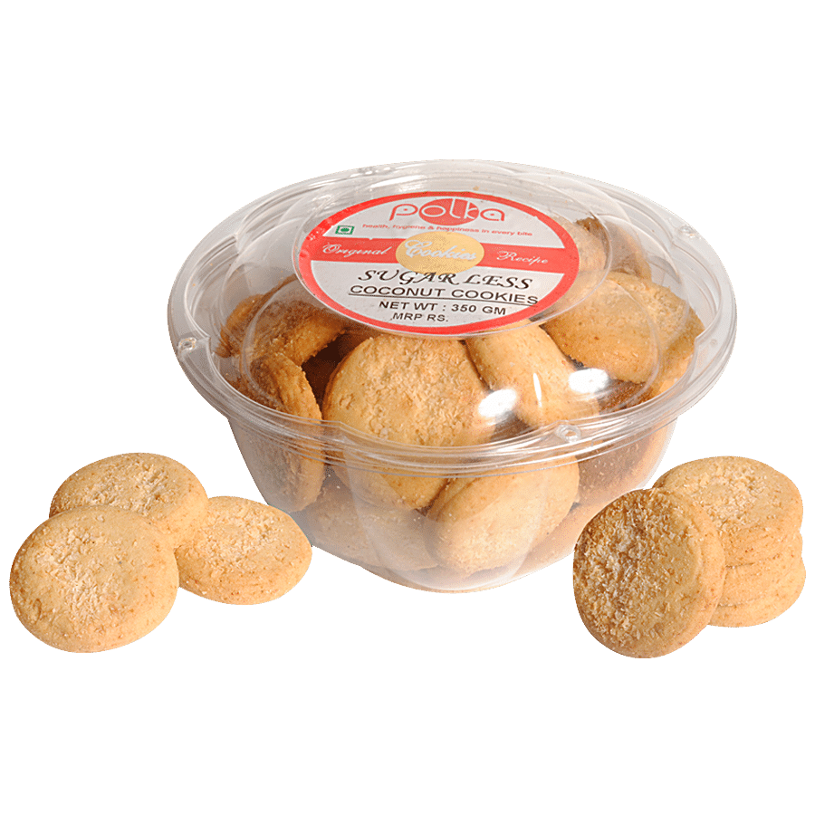 POLKA Sugarless Coconut Cookies - 90% Less Sugar Than Normal Cookies