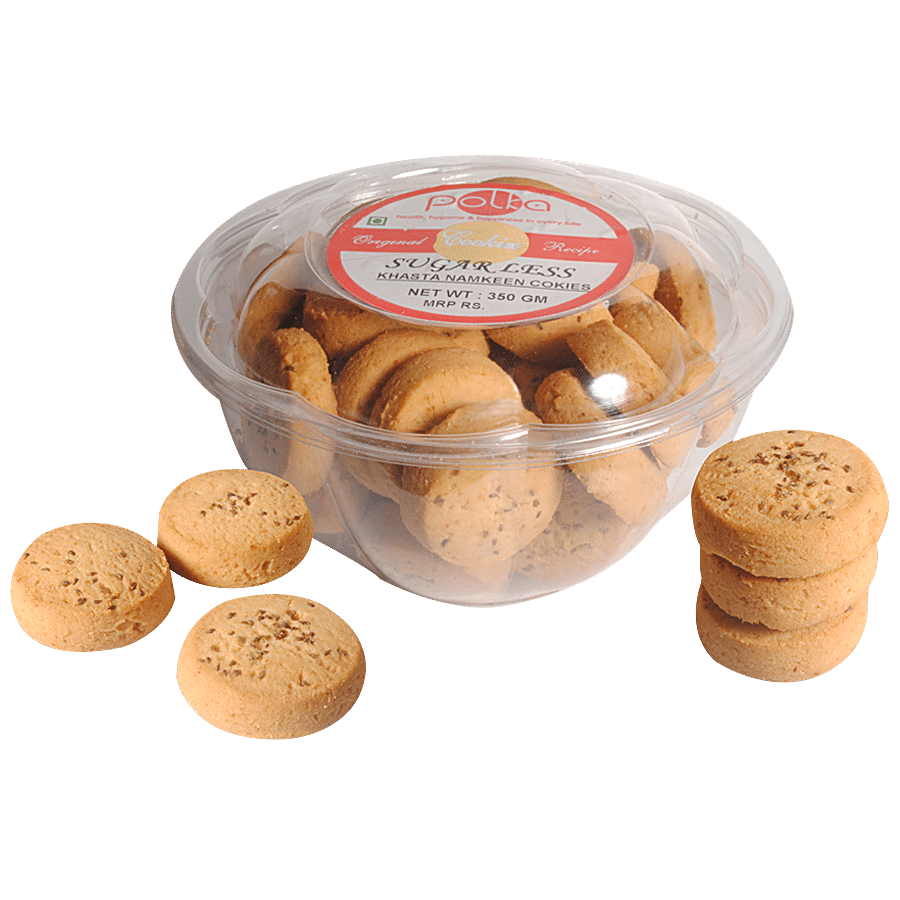 POLKA Sugarless Khasta Jeera Namkeen Cookies - 90% Less Sugar Than Normal Cookies