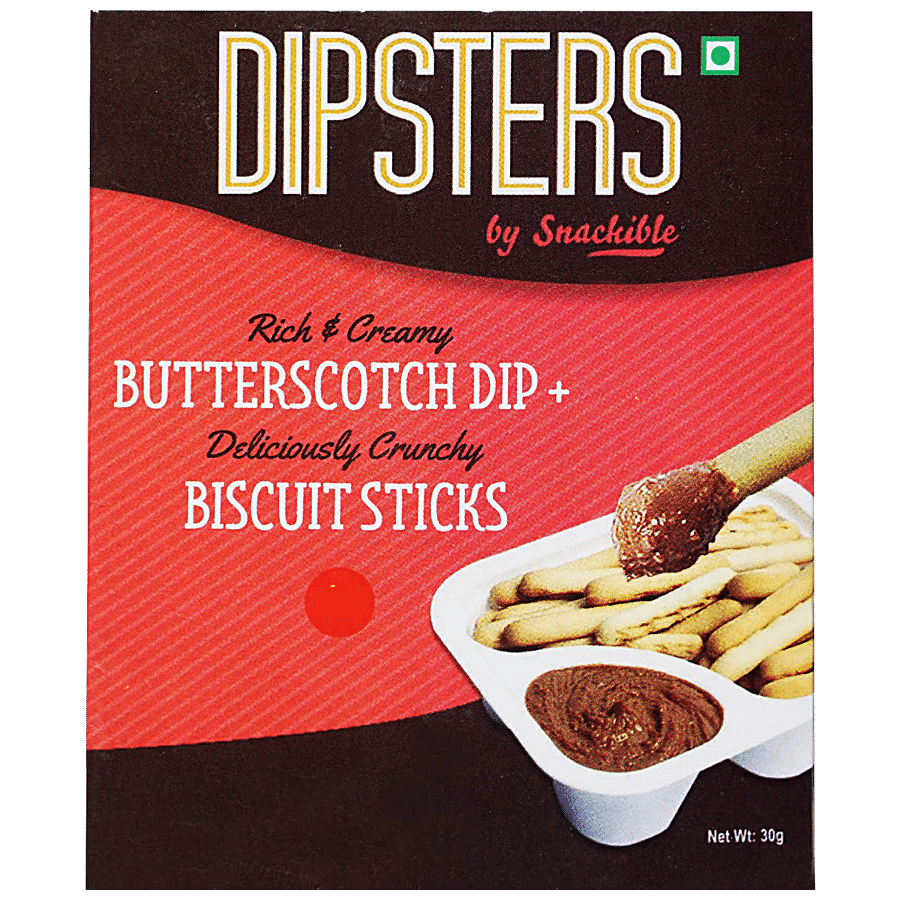 Snackible Dipsters Butterscotch Dip With Biscuit Sticks - Smooth