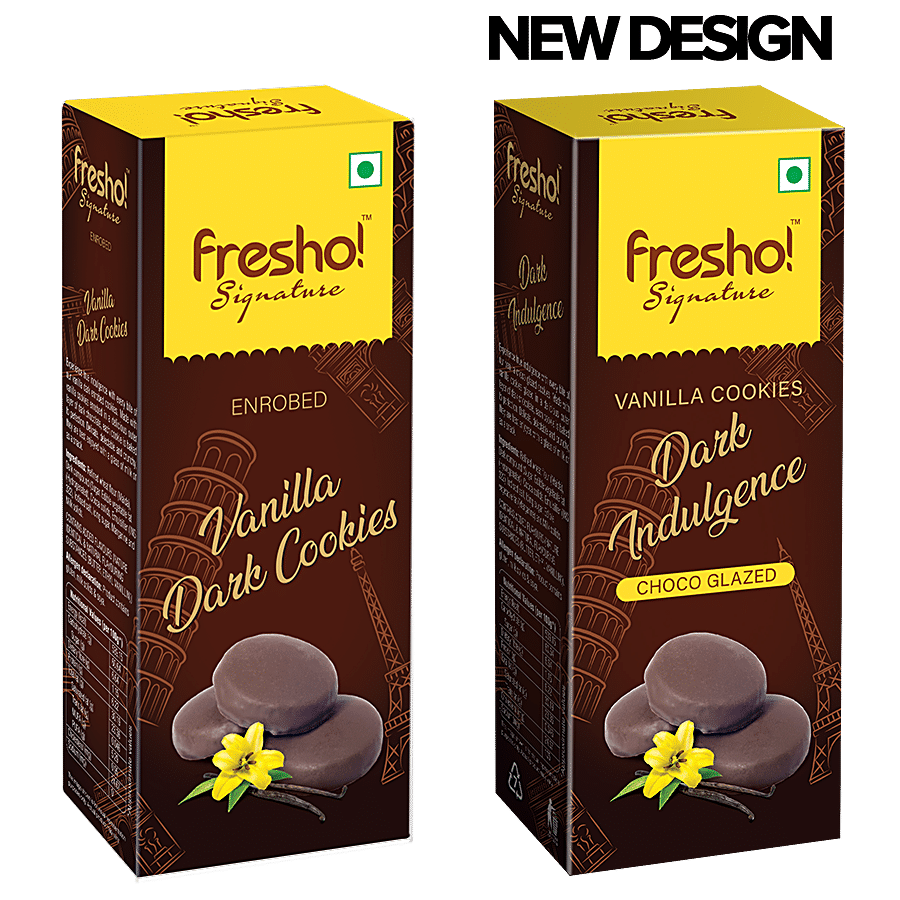 fresho! Signature Enrobed Vanilla Dark Chocolate Dipped Cookies