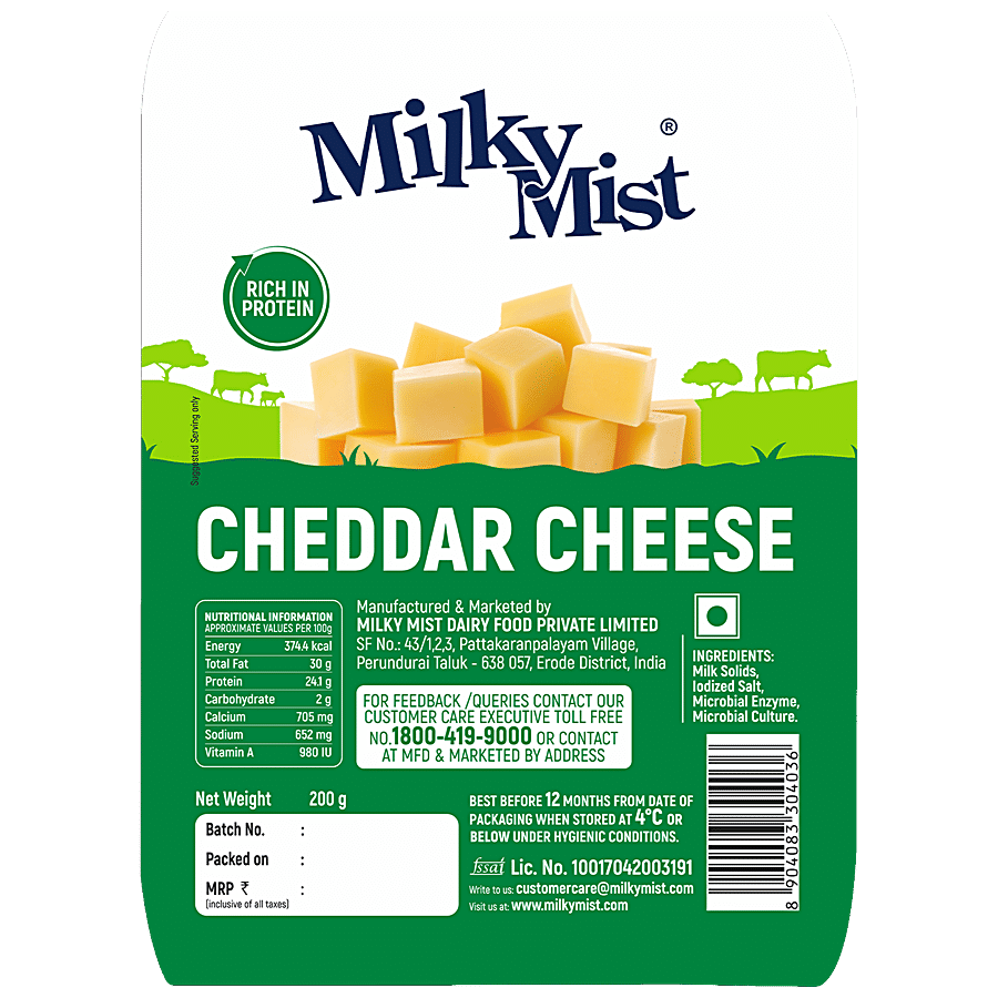 Milky Mist Cheddar Cheese - Rich In Protein & Calcium