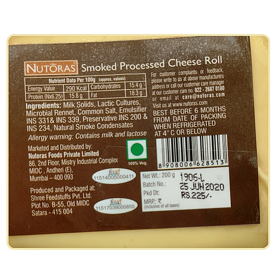 NUTORAS Smoked Processed Cheese Roll - Pure