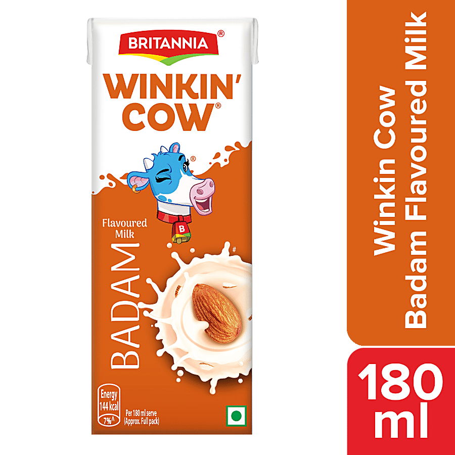 Britannia Winkin Cow Badam Flavoured Milk - Rich In Calcium & Protein