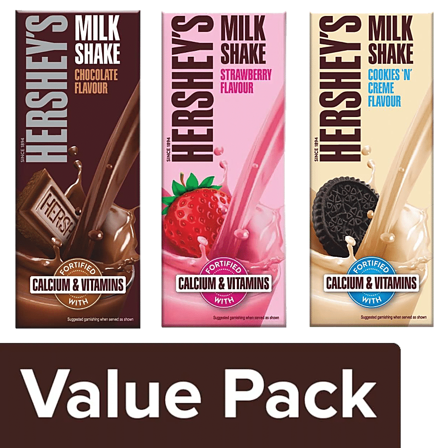 Hershey's Milkshake - Chocolate 2x180 ml + Cookies & Creme 2x180 ml + Strawberry 2x180 ml