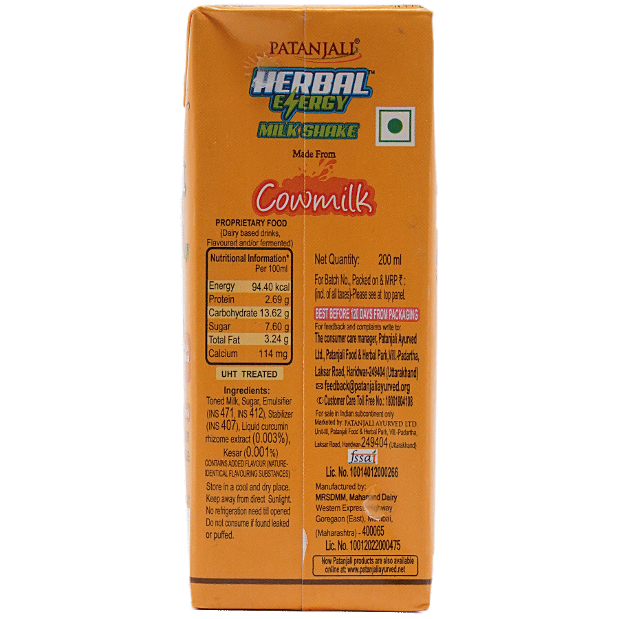 Patanjali Herbal Energy Milkshake - Haldi & Kesar