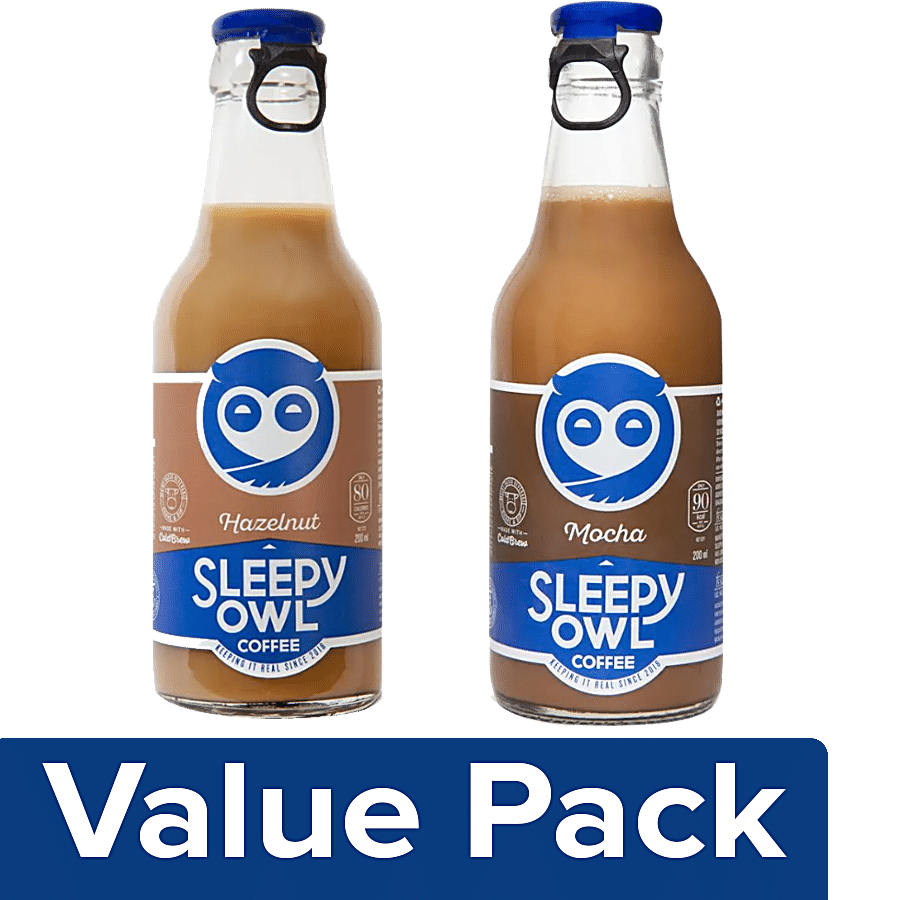 Sleepy Owl Hazelnut Coffee + Cold Coffee - Mocha (200 ml each) Bottle