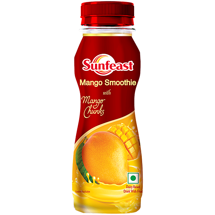 Sunfeast Mango Smoothie With Mango Chunks - Dairy Based Drink With Fruit