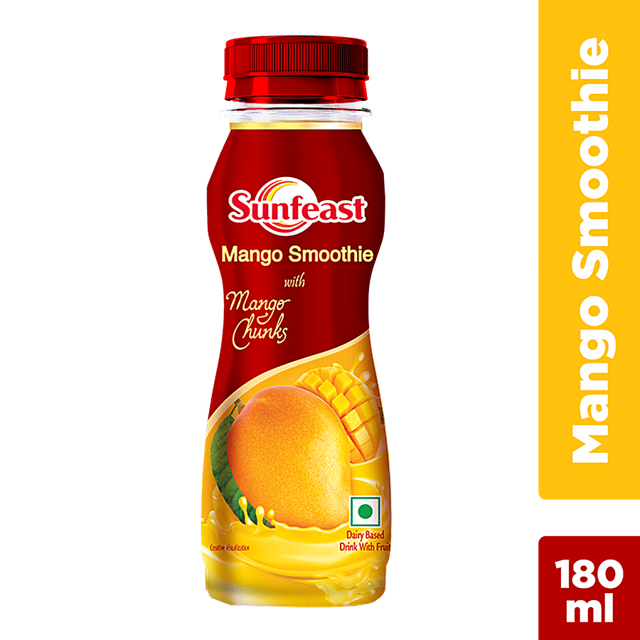 Sunfeast Mango Smoothie With Mango Chunks - Dairy Based Drink With Fruit