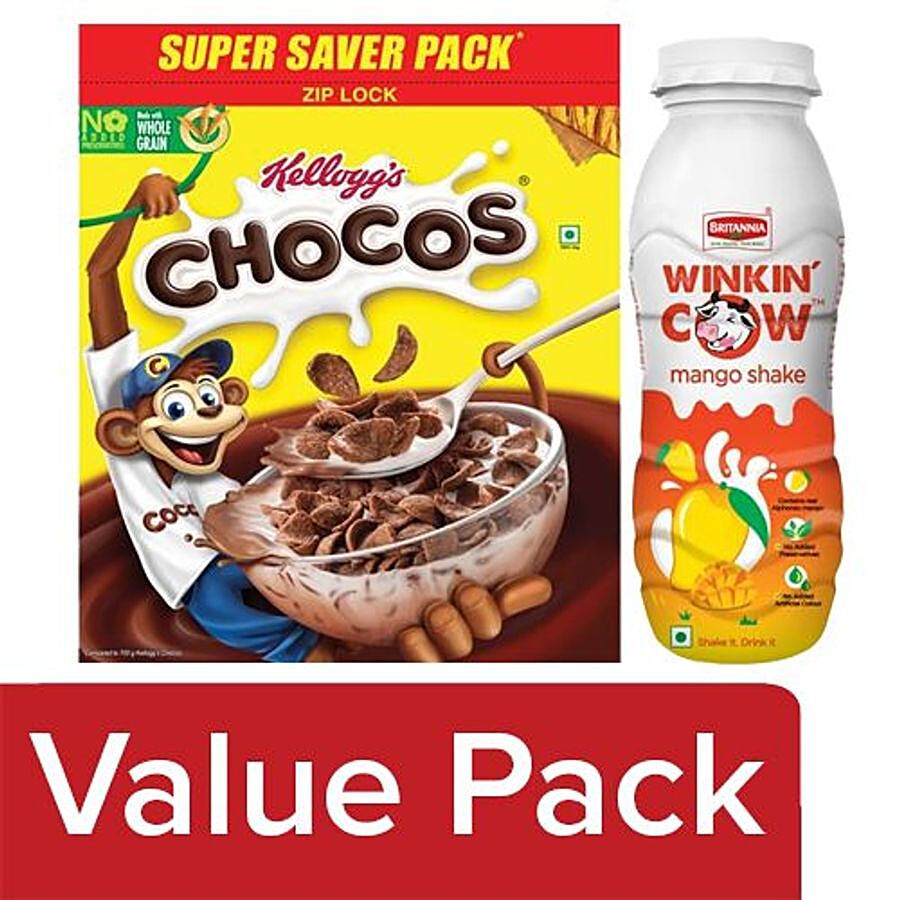 bb Combo Britannia Winkin Cow Milkshake - Mango 200 ml + Kelloggs Chocos 1.2 kg