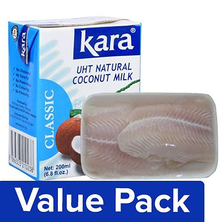 bb Combo Kara Coconut Milk - UHT Natural 200 ml + Fresho Meat Fish Fillet - Basa 500 gm