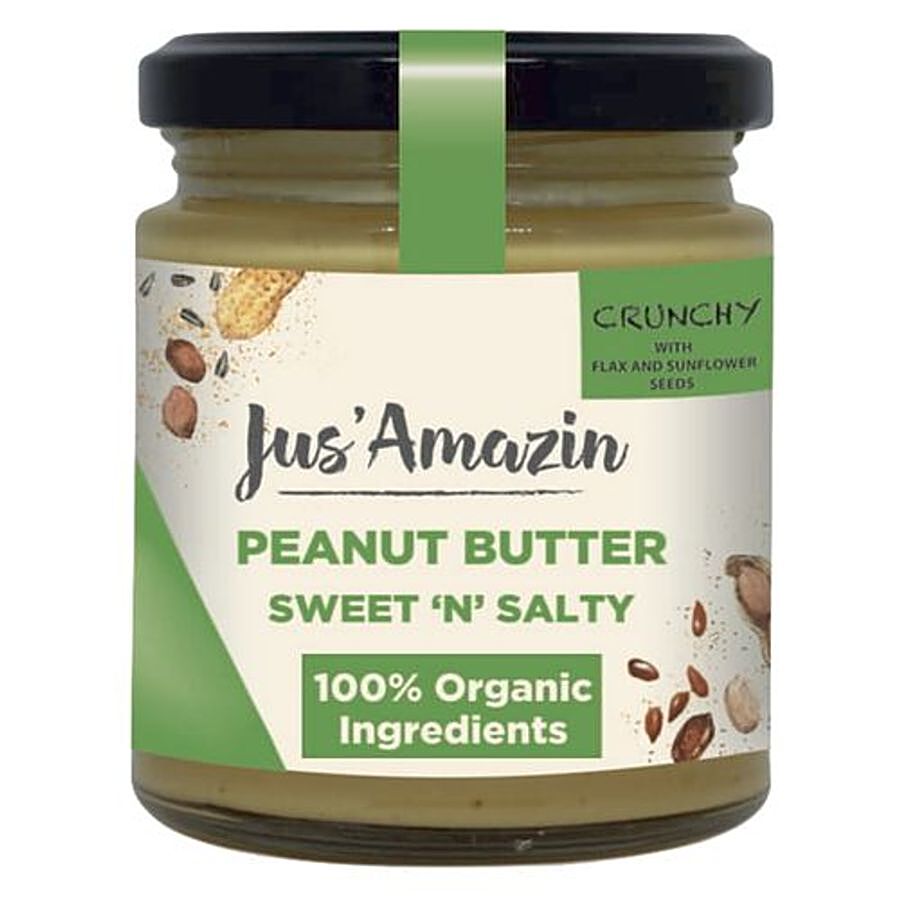 Jus Amazin Crunchy Sweet 'N' Salty Peanut Butter with Flax and Sunflower Seeds