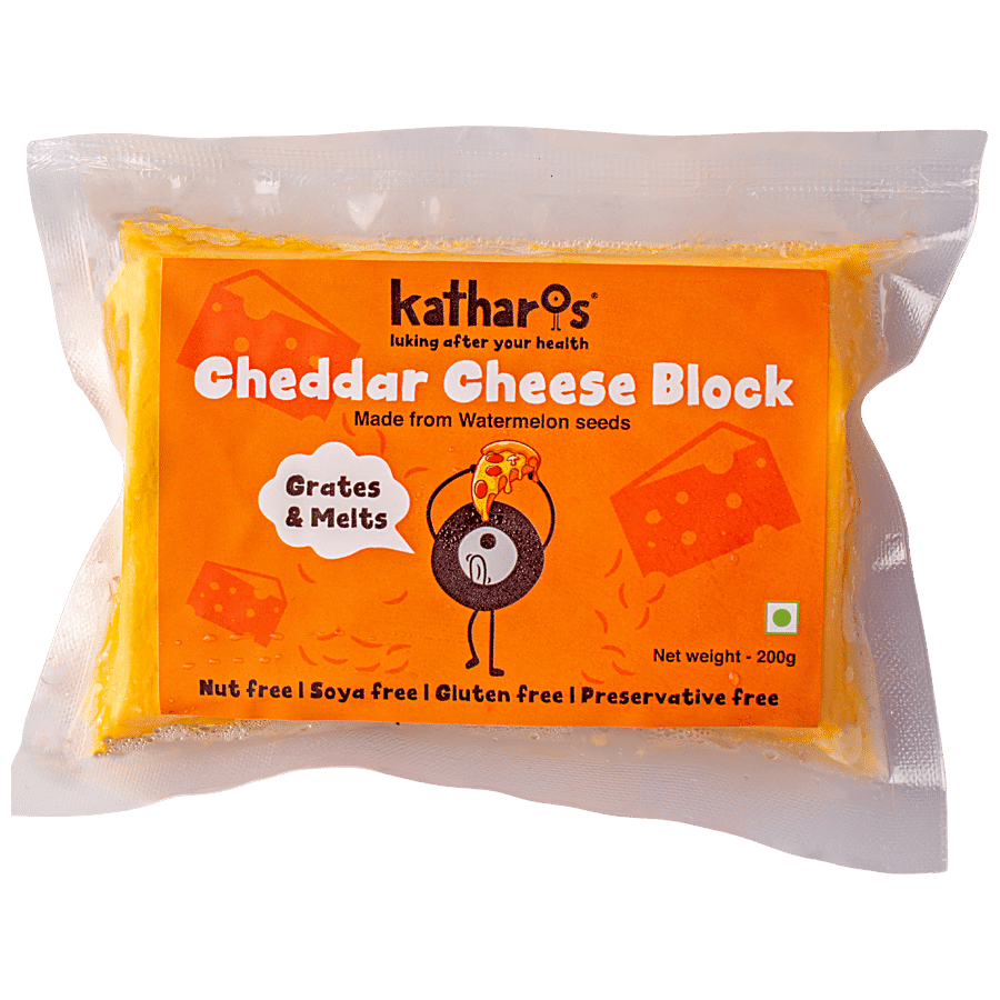 Katharos Cheddar Vegan Cheese Block - Made With Watermelon Seeds