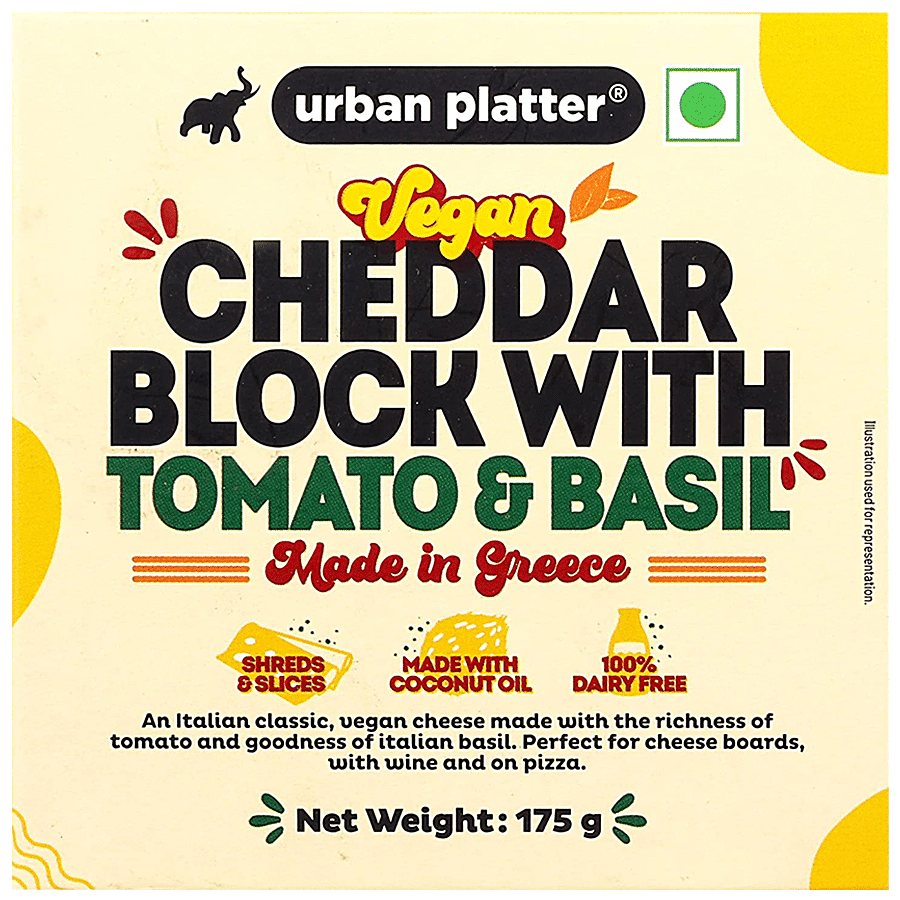 Urban Platter Vegan Cheddar Block - With Tomato & Basil Cheese