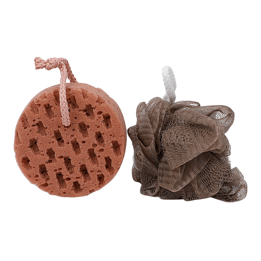 Kolifu Body Bath Dual Sided Hangable Loofah/Sponge/Scrubber - Brown