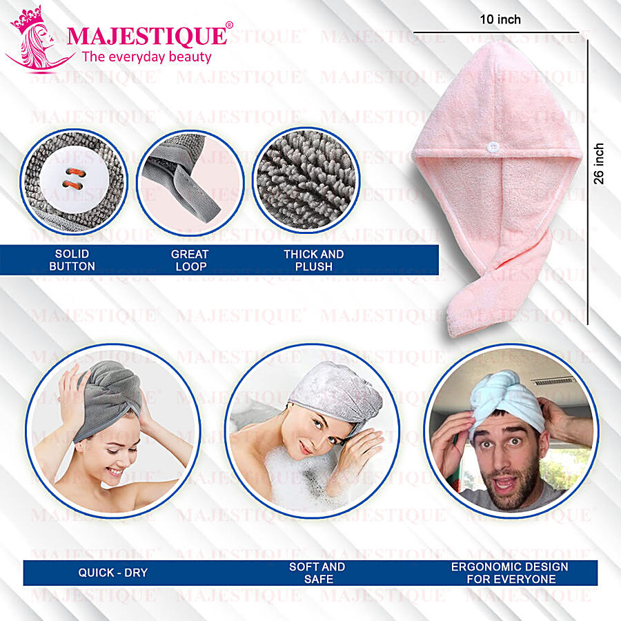 MAJESTIQUE Microfiber Hair Towel Wrap - Quick Dry