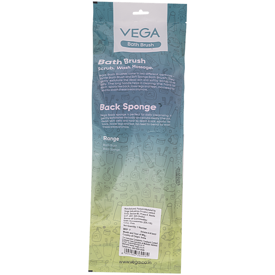 Vega Wooden Handle Bath Brush BA-1/6 - Exfoliates Skin