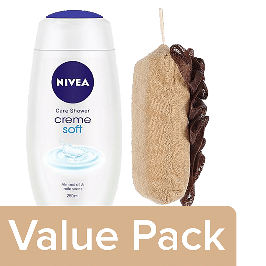 bb Combo BB Home Loofah Dual Brown BH-016 BRWN 1pc+Nivea Shower Gel Body Wash Women 250ml