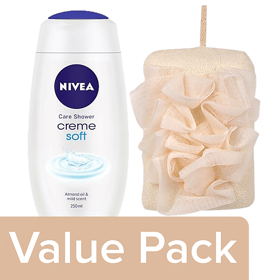 bb Combo BB Home Loofah Dual Cream BH016 CRM 1pc + Nivea Shower Gel Body Wash Women 250ml