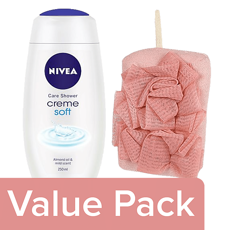 bb Combo BB Home Loofah Dual Pink BH-016 PNK 1pc+Nivea Shower Gel Body Wash Women 250ml