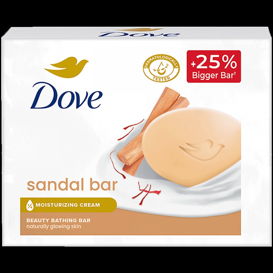 Dove Sandalwood Bar for Glowing Skin with Natural Origin Sandalwood & Saffron Extracts PO3