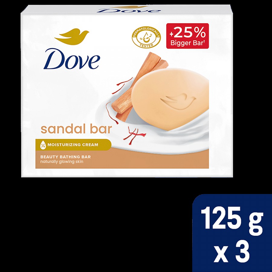 Dove Sandalwood Bar for Glowing Skin with Natural Origin Sandalwood & Saffron Extracts PO3