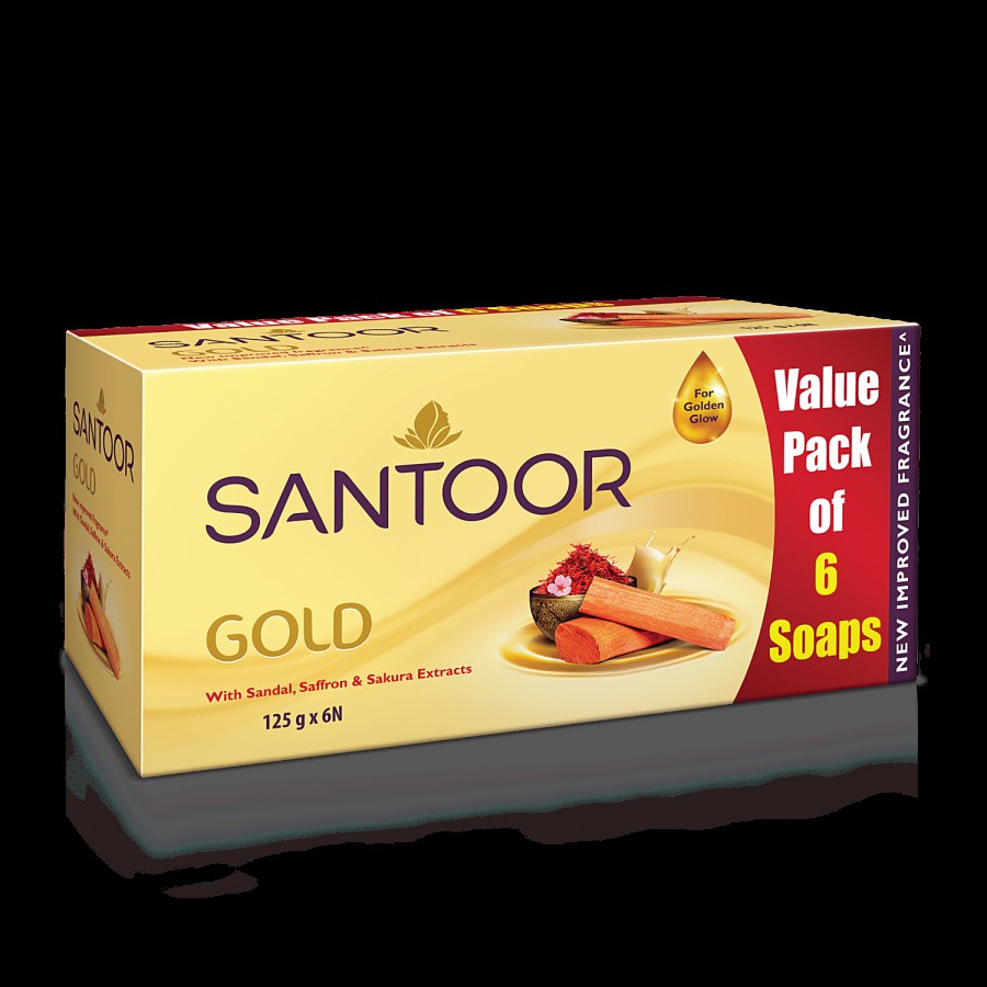 Santoor Gold Bathing Bar Soap with Kashmiri Saffron & Sandal