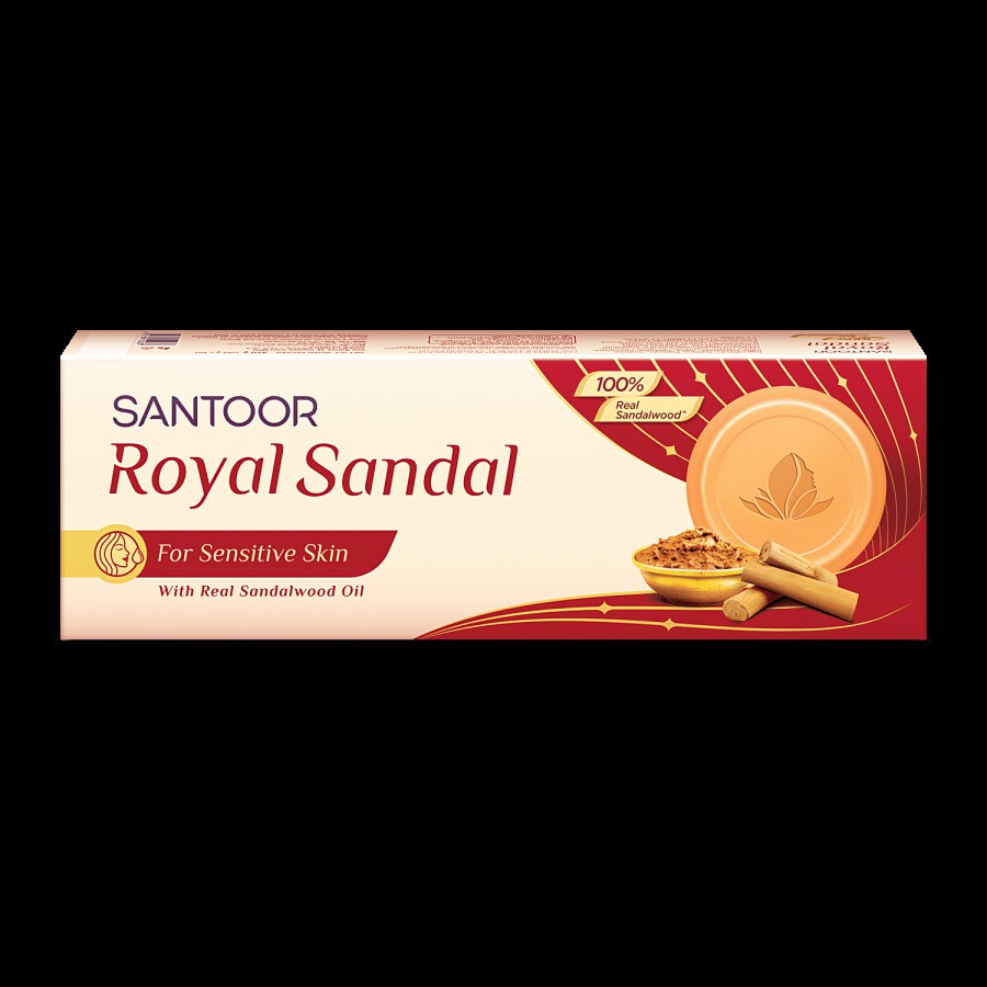 Santoor Royal Sandal Bathing Soap With 100% Sandalwood Oil