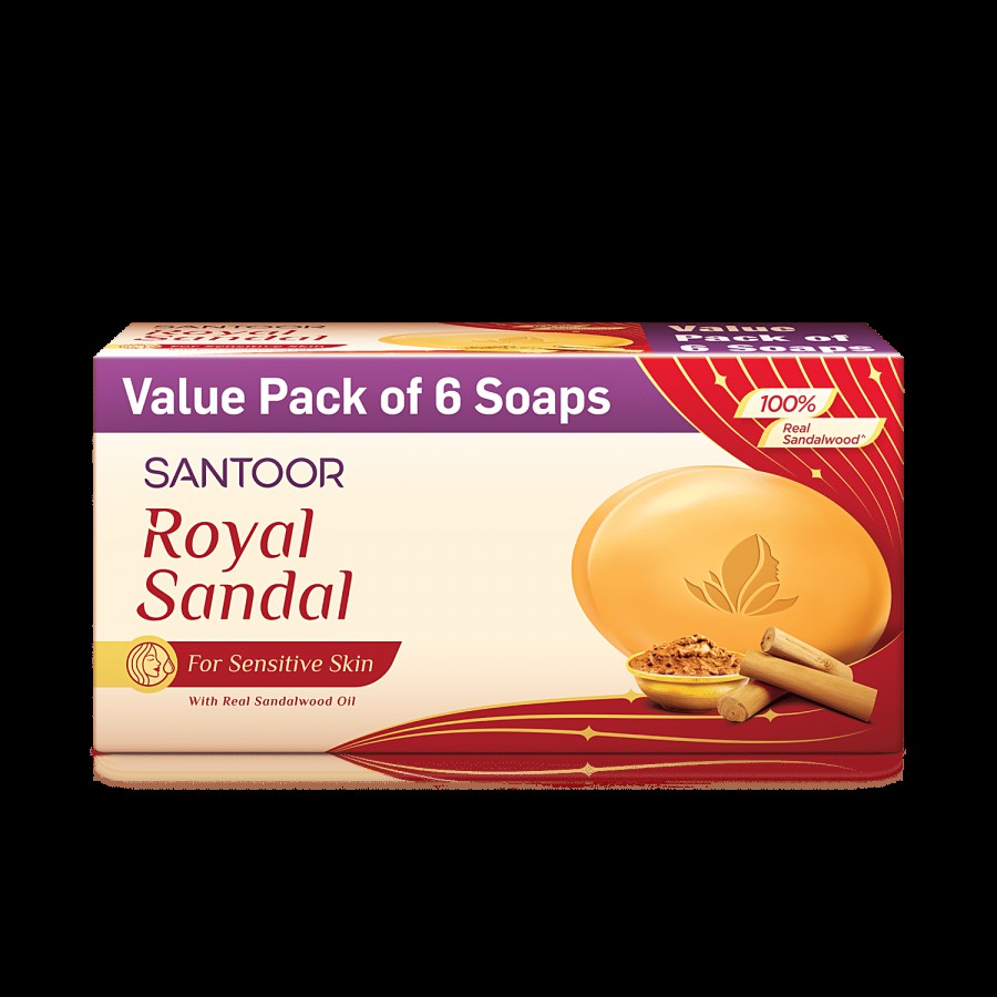 Santoor Royal Sandal Bathing Soap With 100% Sandalwood Oil